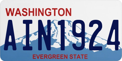 WA license plate AIN1924