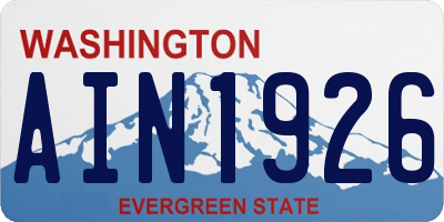 WA license plate AIN1926