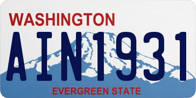 WA license plate AIN1931