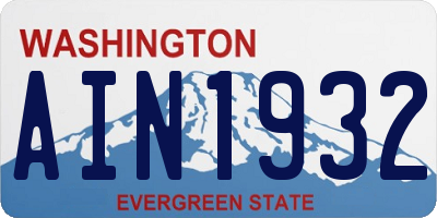 WA license plate AIN1932