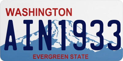 WA license plate AIN1933