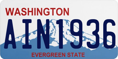 WA license plate AIN1936