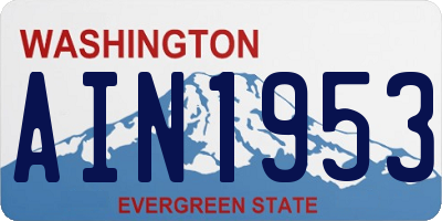 WA license plate AIN1953