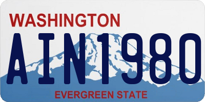 WA license plate AIN1980