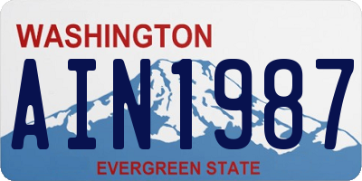 WA license plate AIN1987