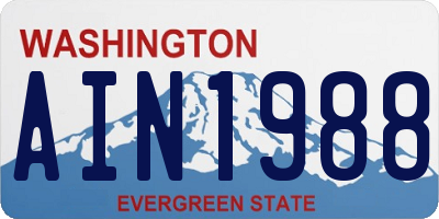 WA license plate AIN1988