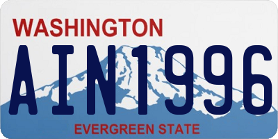 WA license plate AIN1996