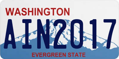 WA license plate AIN2017
