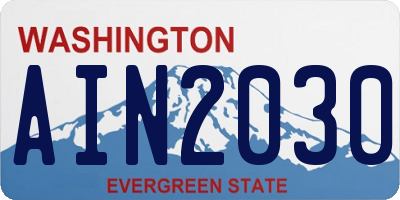 WA license plate AIN2030