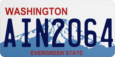 WA license plate AIN2064