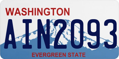 WA license plate AIN2093