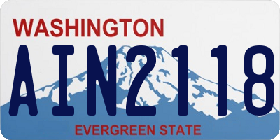 WA license plate AIN2118