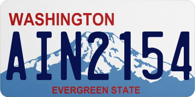 WA license plate AIN2154