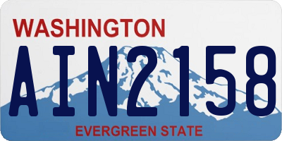 WA license plate AIN2158