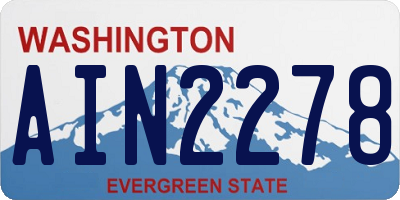 WA license plate AIN2278