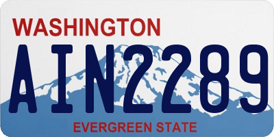 WA license plate AIN2289