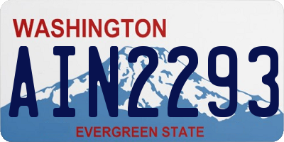 WA license plate AIN2293