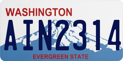 WA license plate AIN2314