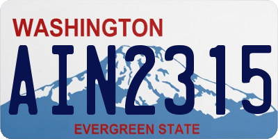 WA license plate AIN2315