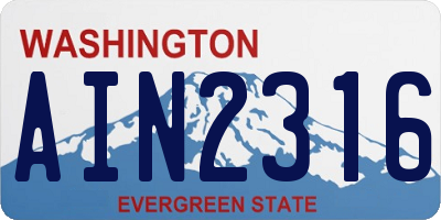 WA license plate AIN2316
