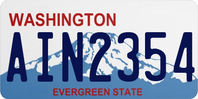 WA license plate AIN2354