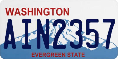 WA license plate AIN2357