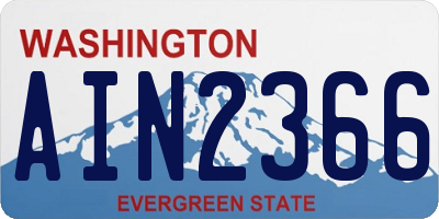 WA license plate AIN2366