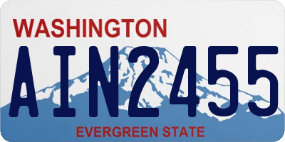 WA license plate AIN2455
