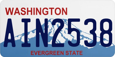 WA license plate AIN2538