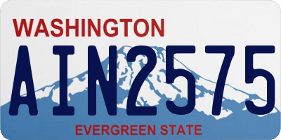 WA license plate AIN2575