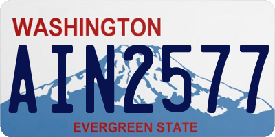 WA license plate AIN2577