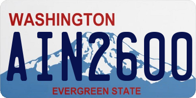 WA license plate AIN2600