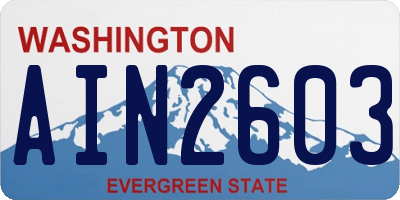 WA license plate AIN2603