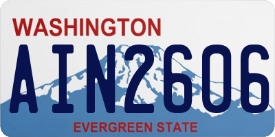 WA license plate AIN2606