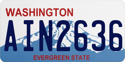 WA license plate AIN2636