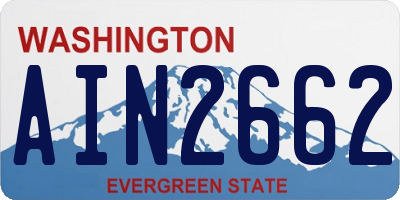 WA license plate AIN2662