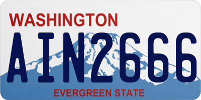 WA license plate AIN2666