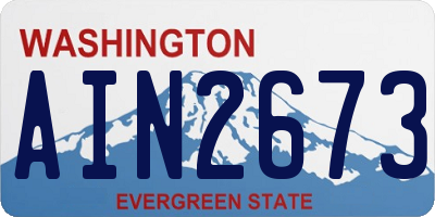WA license plate AIN2673