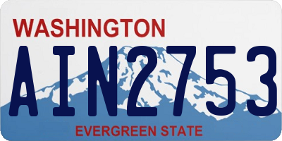 WA license plate AIN2753