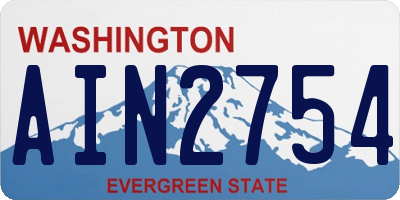 WA license plate AIN2754