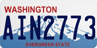 WA license plate AIN2773