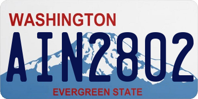 WA license plate AIN2802