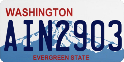 WA license plate AIN2903
