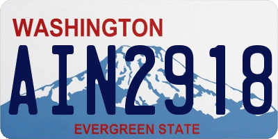 WA license plate AIN2918