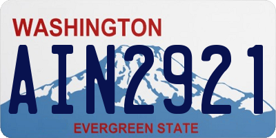 WA license plate AIN2921