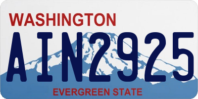 WA license plate AIN2925