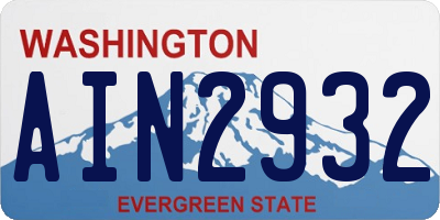 WA license plate AIN2932
