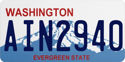 WA license plate AIN2940