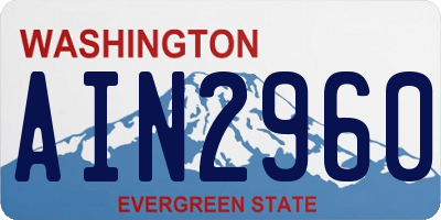 WA license plate AIN2960