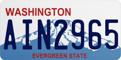 WA license plate AIN2965